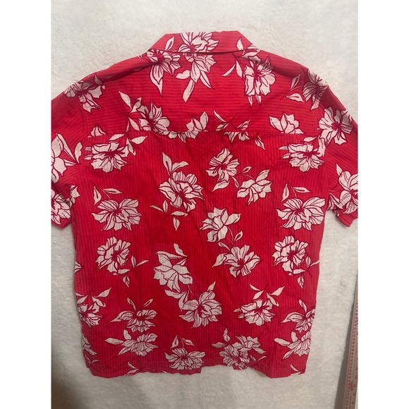 GAP XXL Mens Floral Button‎ Up Shirt Short Sleeve Red White Tropical - Picture 6 of 6